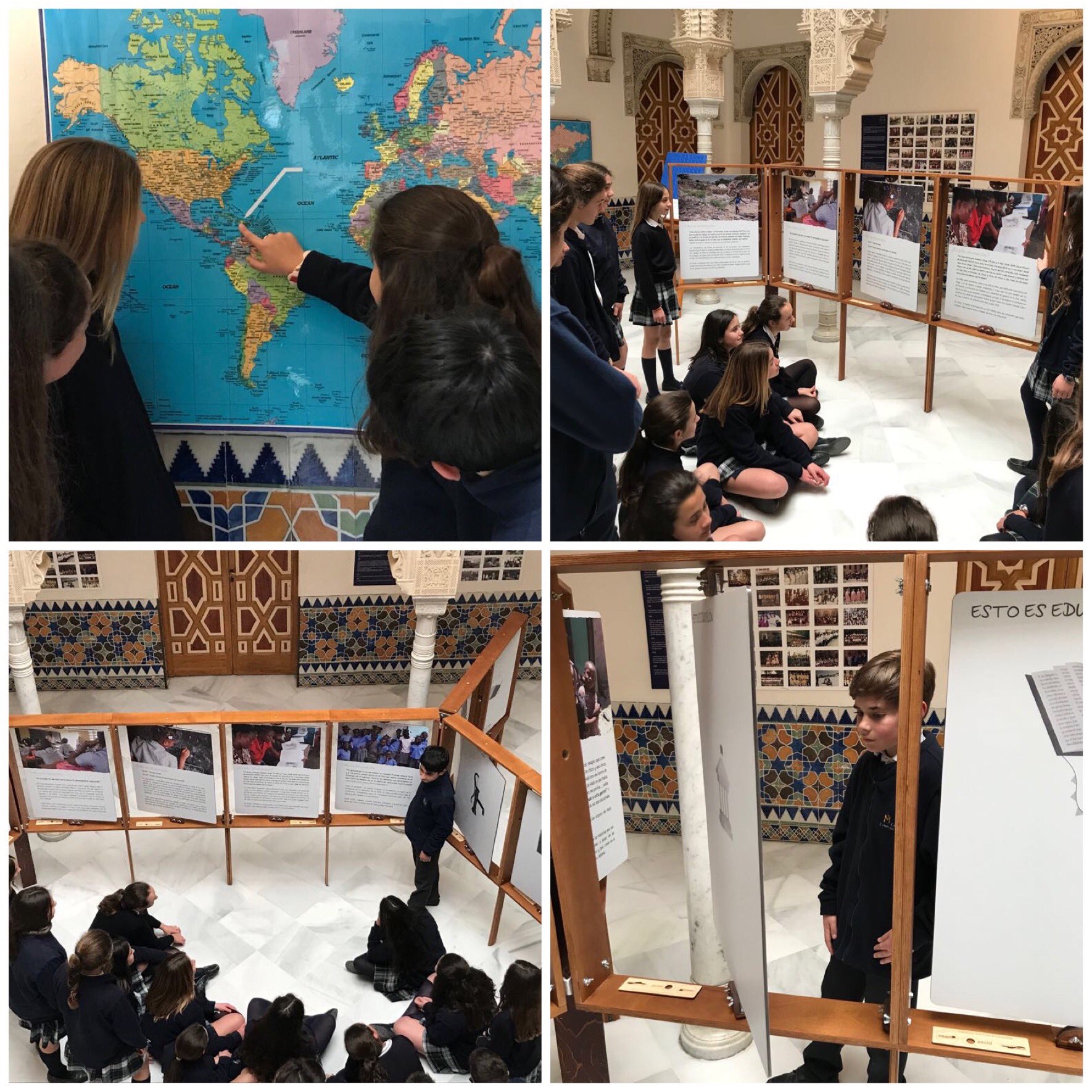 Alumnado montando la exposici�n Esto Es Educaci�n 2